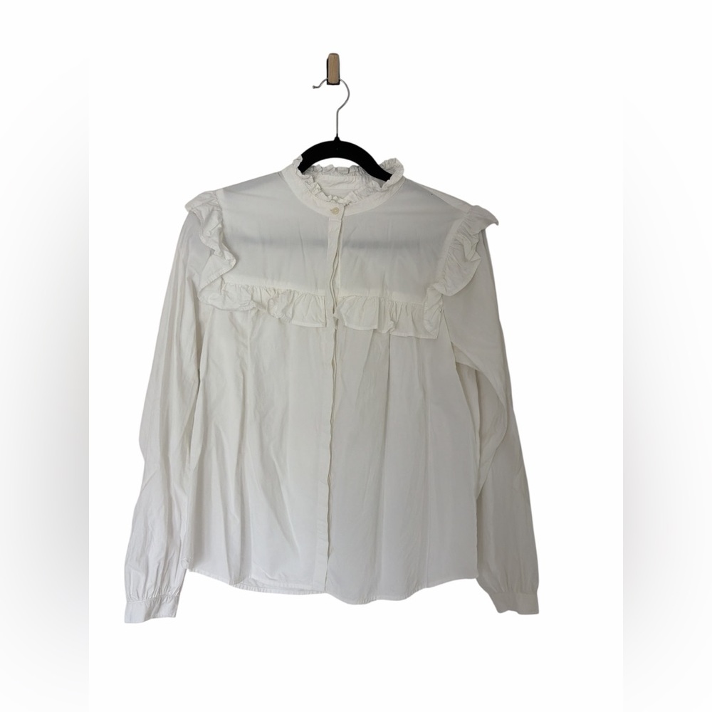 GAP‎ Ivory Ruffle Trim Blouse